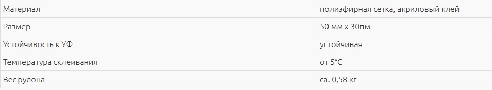 Технічні характеристики стрічки PUR 50