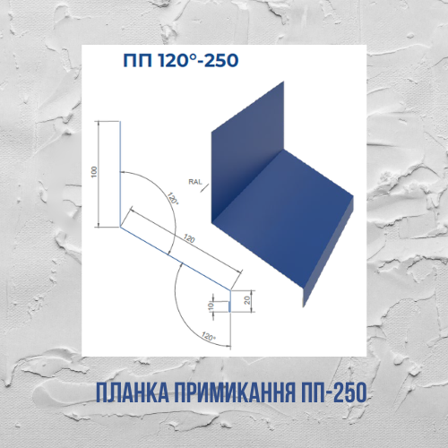 Планка примикання ПП 250мм l=2м